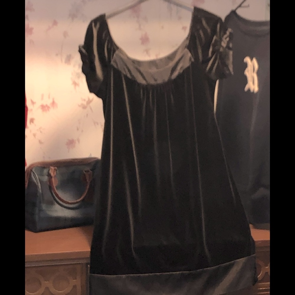 Black Velvet Midi Dress with Scoop Neck
